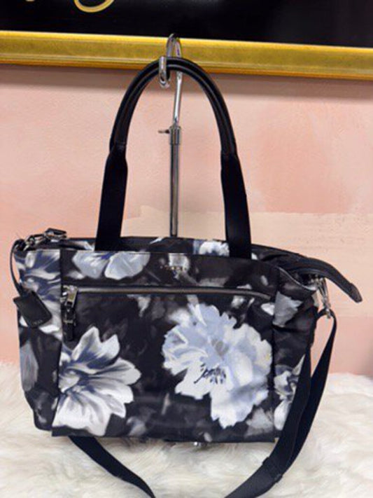 Tumi Black Floral Nylon Tote