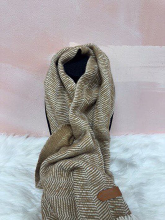 Hermes Tan and Cream Wavy Double Face Cahmeau Muffler