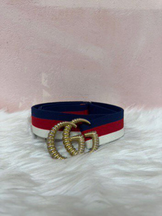 Gucci Red and Blue Web Canvas Accent Belt