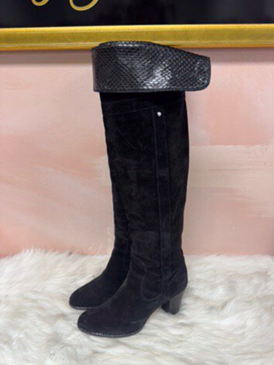 Dior Black Suede Knee High Boots