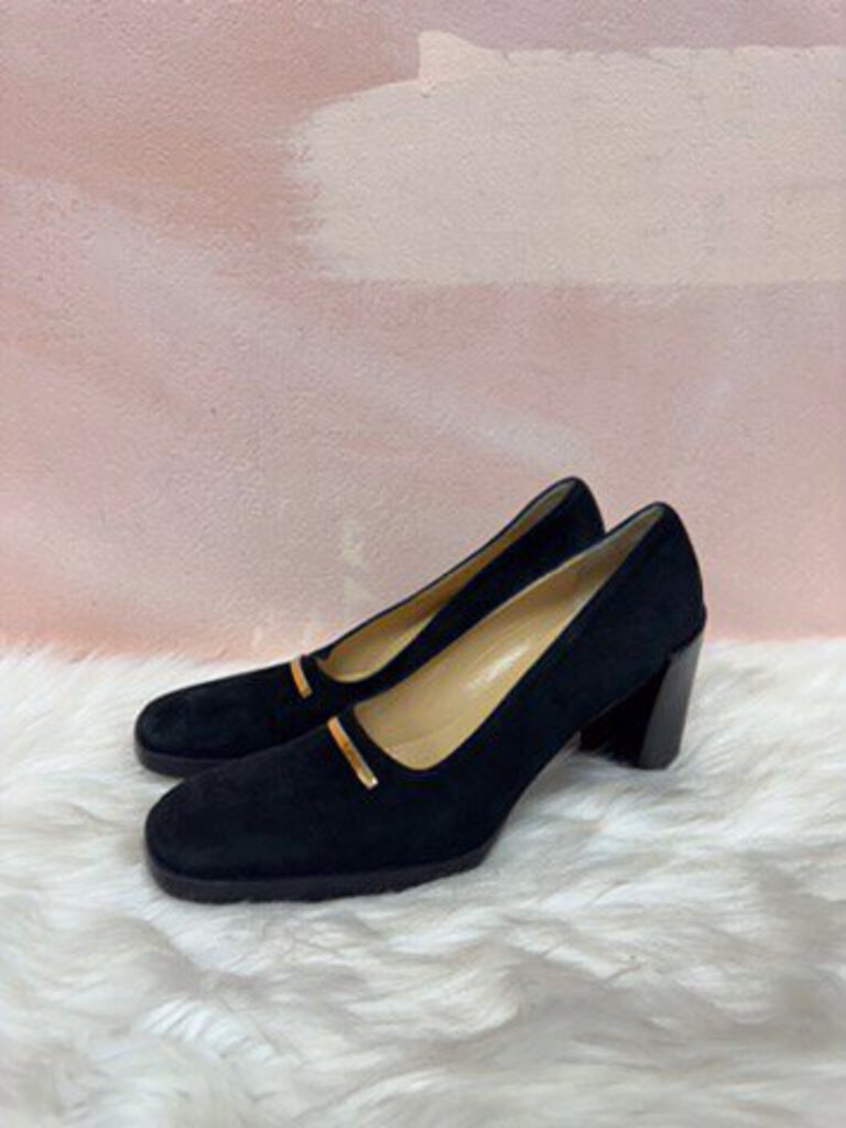 Gucci Black Suede Block Heel Pump