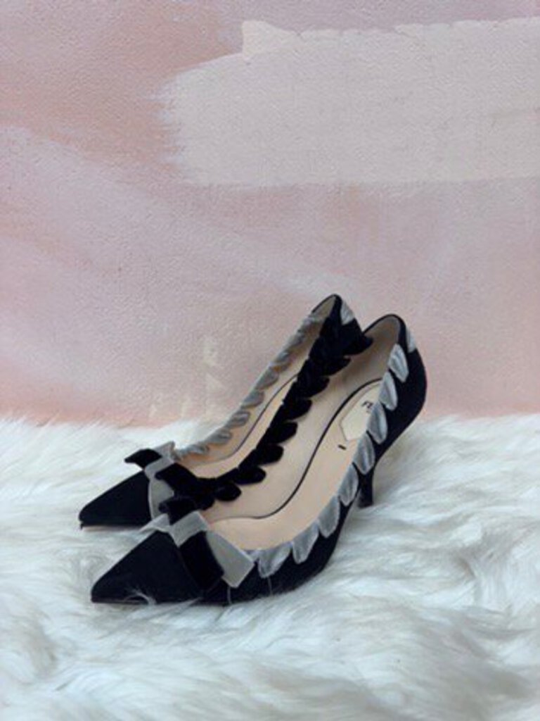 Fendi Black and Grey Velvet Pump (As Is)