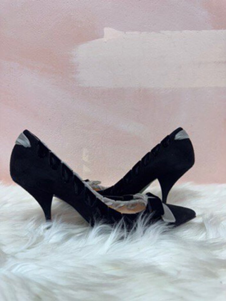 Fendi Black and Grey Velvet Pump (As Is)