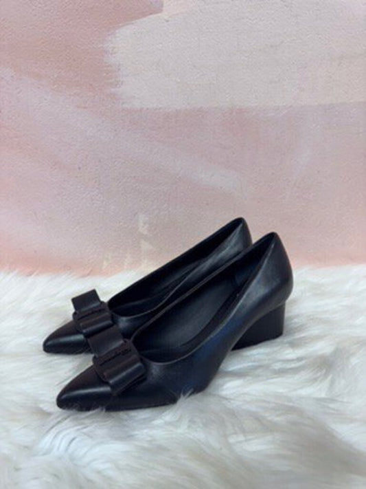 Ferragamo Black Leather Bow Pump