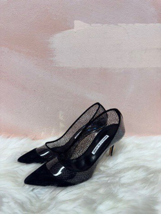 Manolo Black PVC Slingback Pump