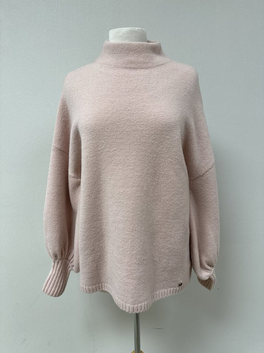 Ted Baker Light Pink Mock Neck Balloon Sleeve Sweater