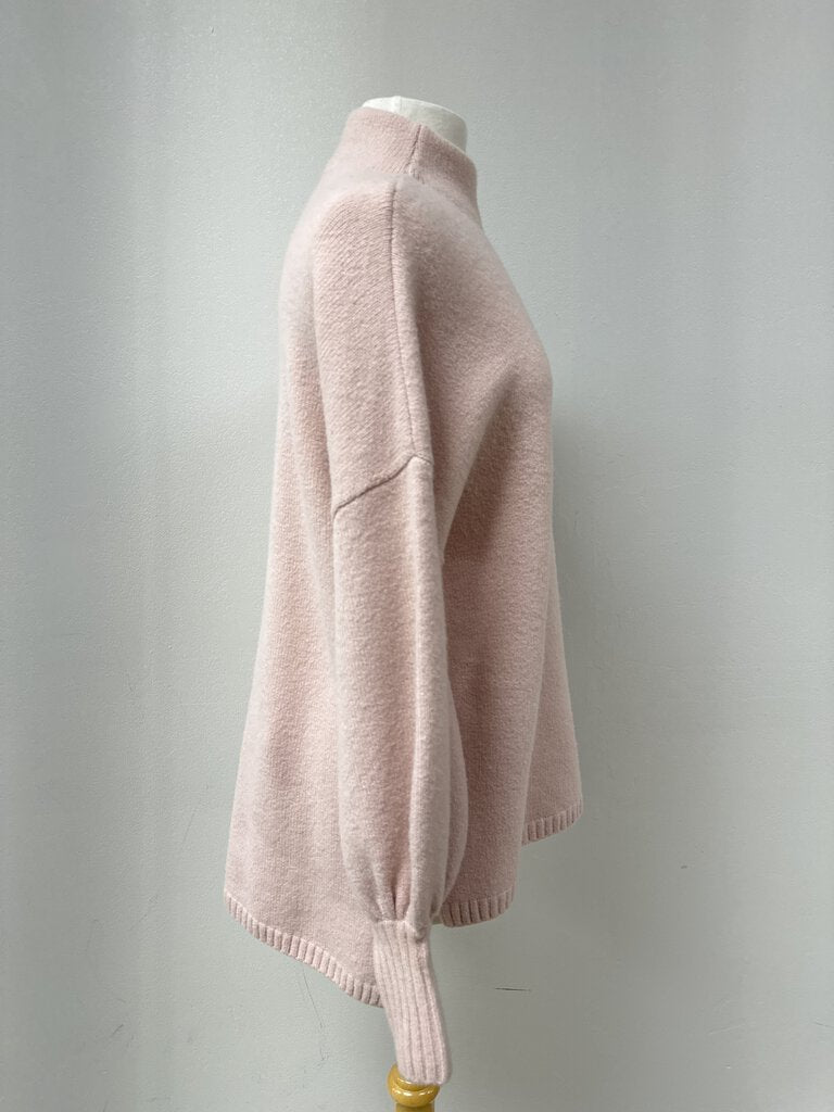 Ted Baker Light Pink Mock Neck Balloon Sleeve Sweater