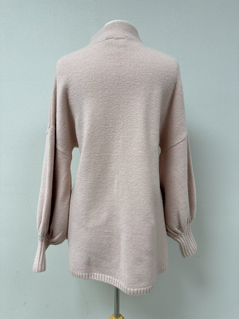 Ted Baker Light Pink Mock Neck Balloon Sleeve Sweater