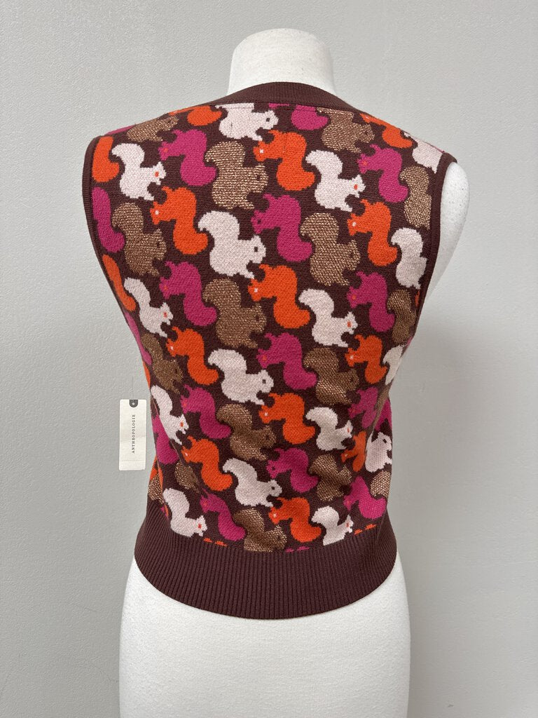 Maeve Brown Squirrel Print Vest NWT