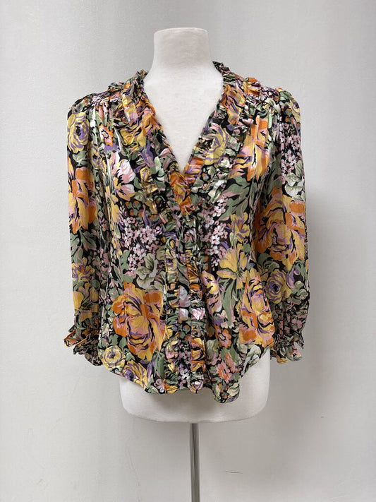 Elliatt Orange Floral Ruffle Blouse NWT