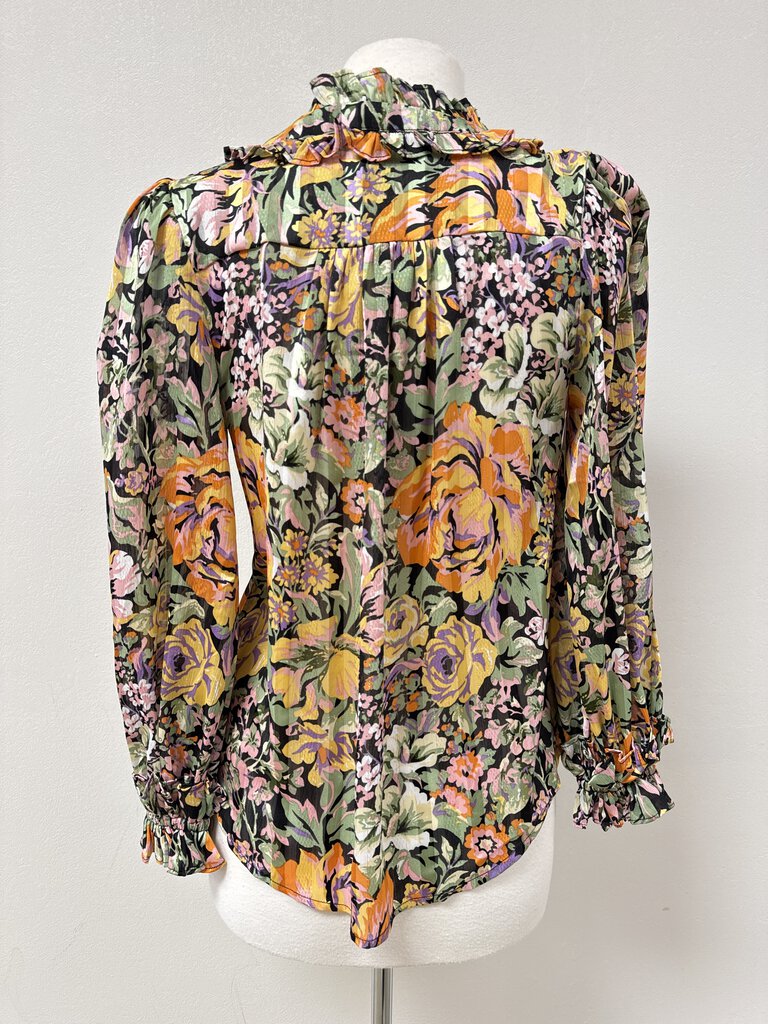 Elliatt Orange Floral Ruffle Blouse NWT