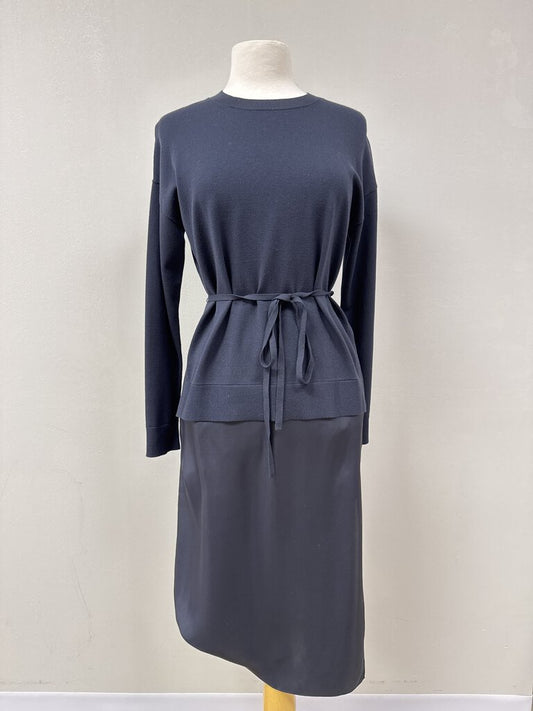 Theory Navy Mixed Material Dress