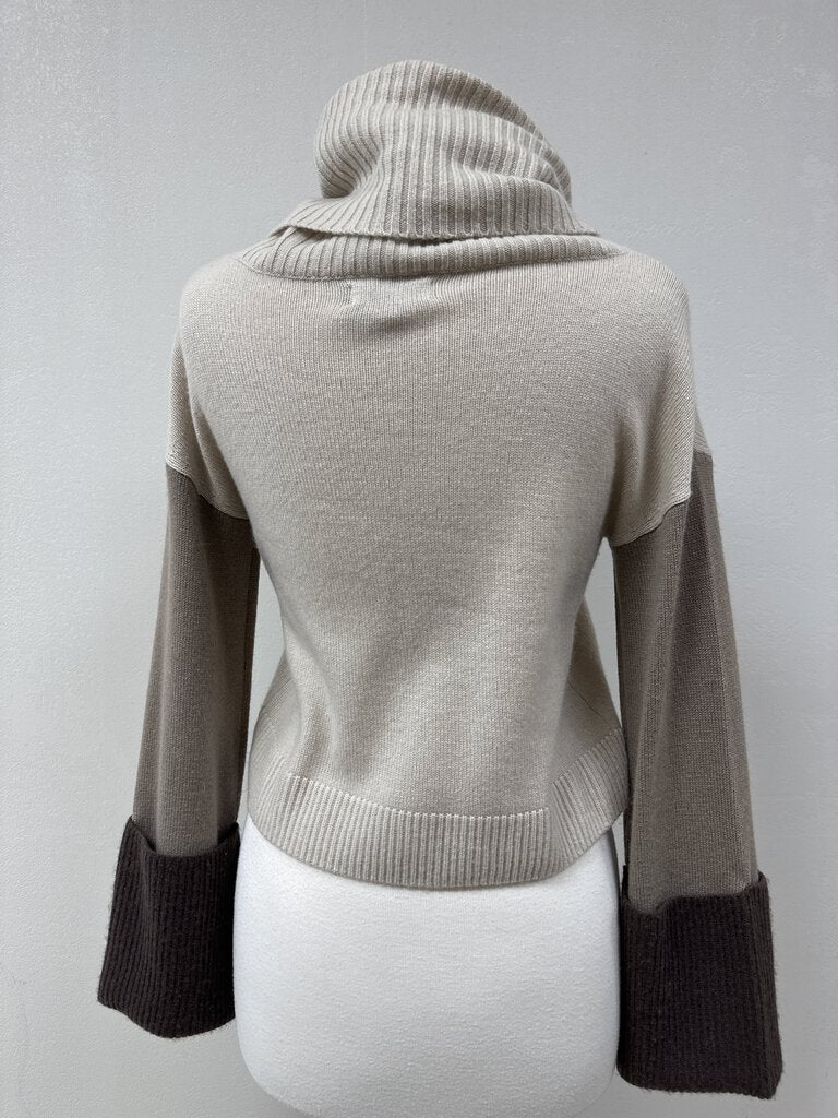 Naadam Tan Colorblock Cowl Neck Sweater