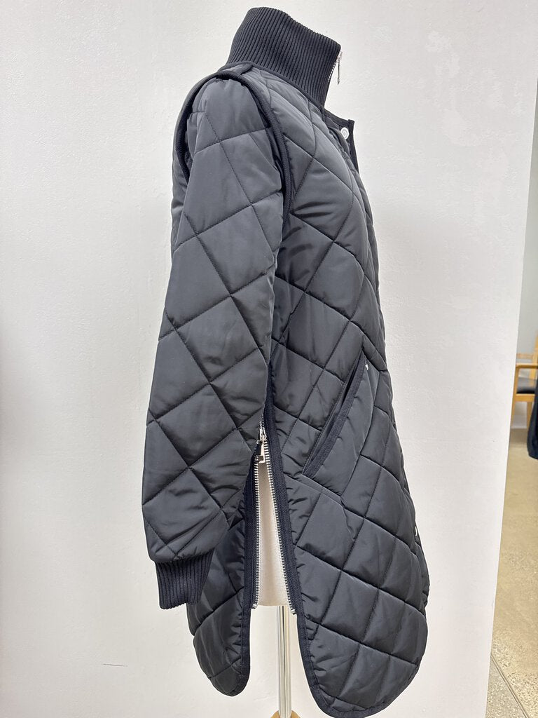 Adroit Black Quilted Coat