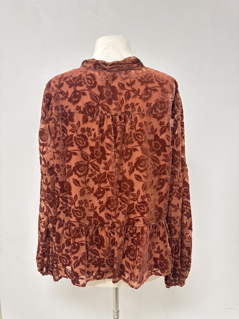 Anthropologie Cinnamon Floral Velvet Top