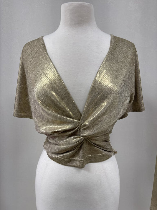 bishop + younge Gold Tie Front Top NWT