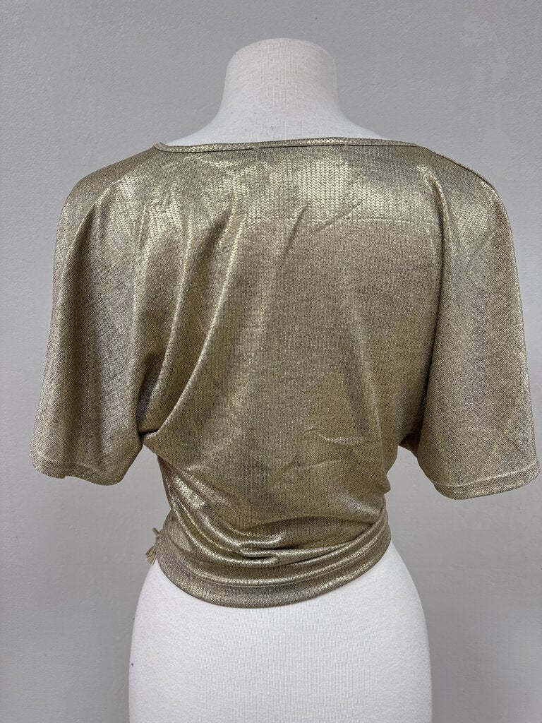 bishop + younge Gold Tie Front Top NWT