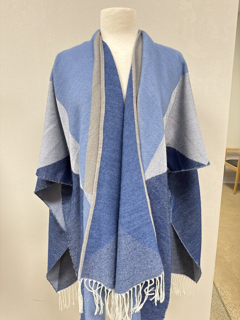 Echo Fringe Colorblock Poncho NWT