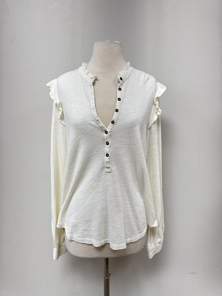 Pilcro Ivory Ruffle Henley