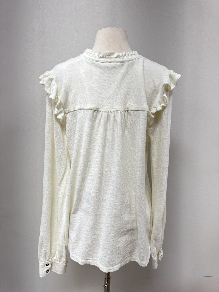 Pilcro Ivory Ruffle Henley