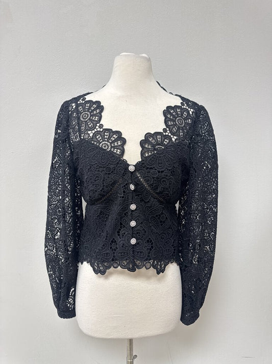 self-portrait Black Lace Top