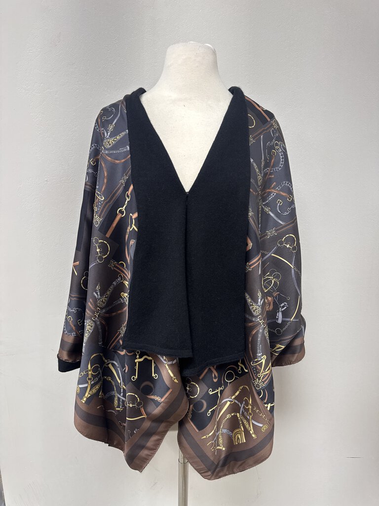 J McLaughlin Black Reversible Poncho NWT