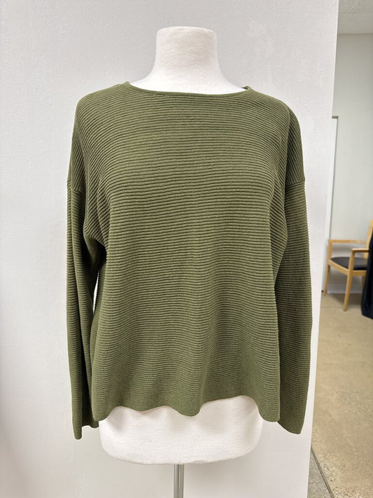 Eileen Fisher Olive Knit Box Top NWT