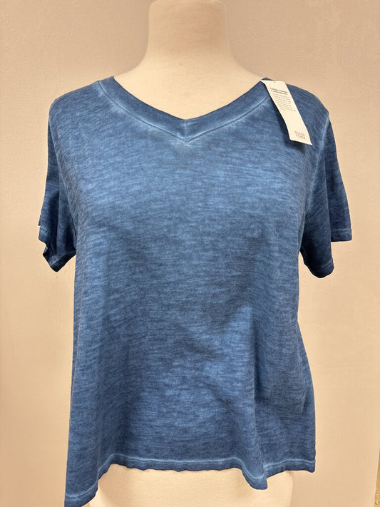 Eileen Fisher Teal Marled V-Neck Tee NWT