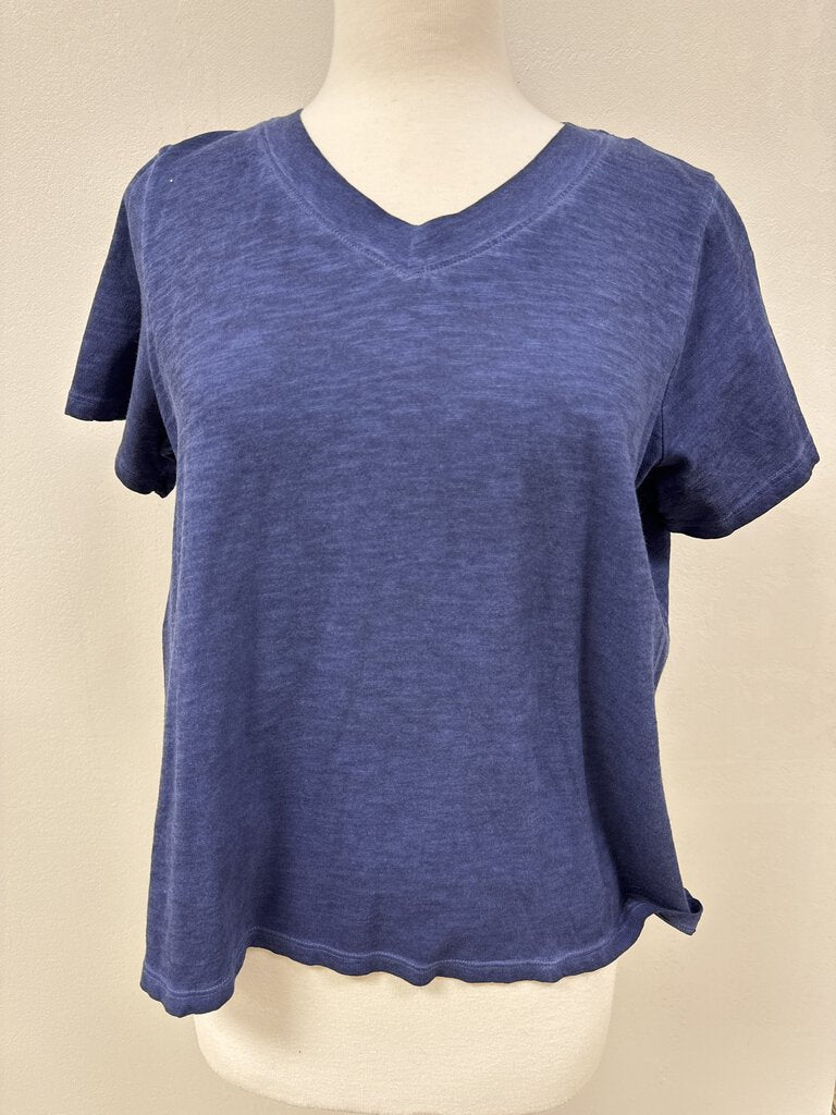 Eileen Fisher Blue Marled V-Neck Tee NWT