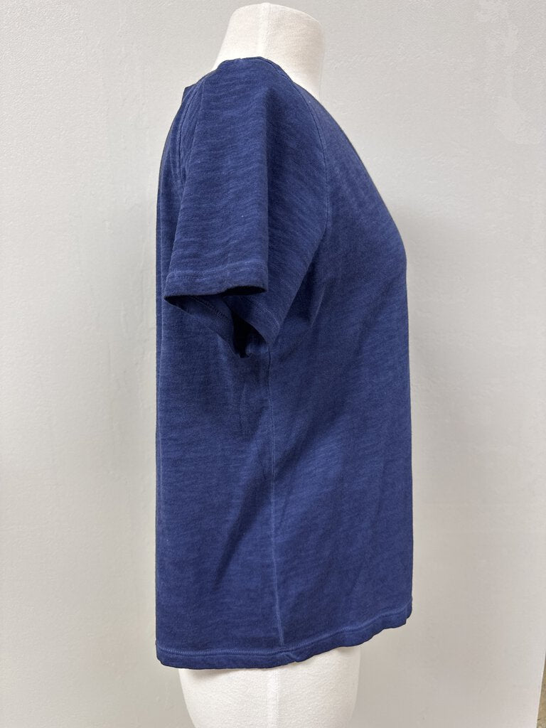 Eileen Fisher Blue Marled V-Neck Tee NWT