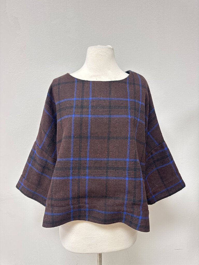 Alpha 60 Brown Plaid Boxy Top