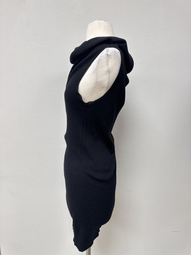 Rick Owens Black Ribbed Cowl Neck Tunic