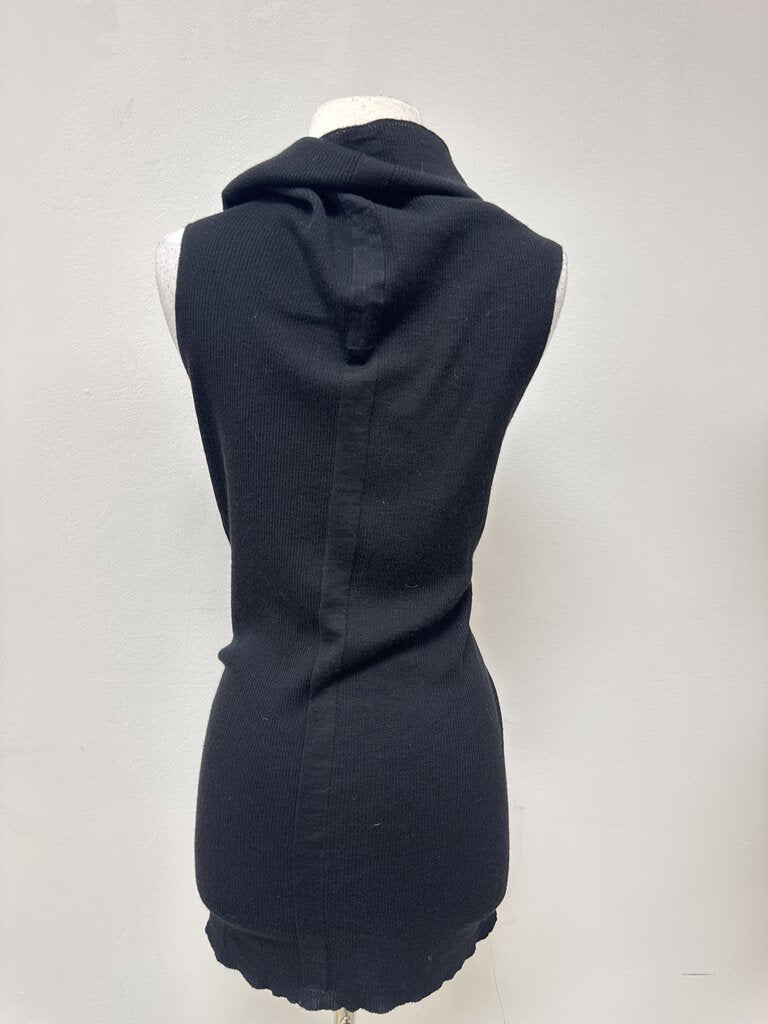 Rick Owens Black Ribbed Cowl Neck Tunic