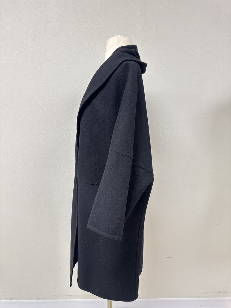 Alberta Ferretti Black Wool Overcoat