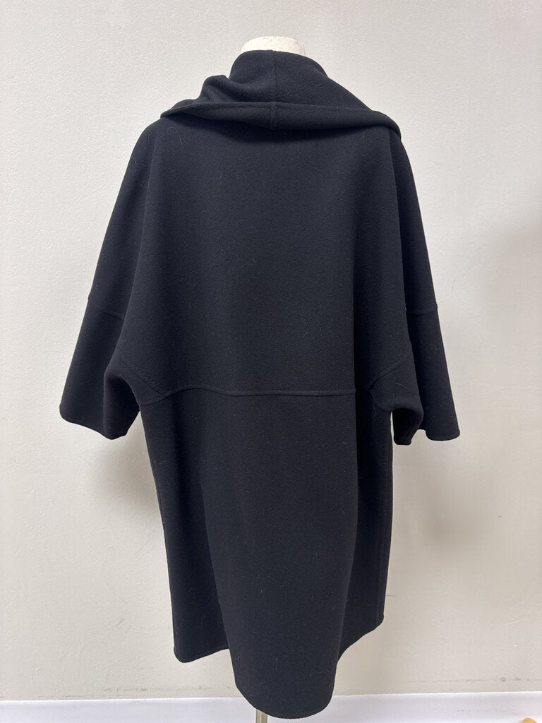 Alberta Ferretti Black Wool Overcoat