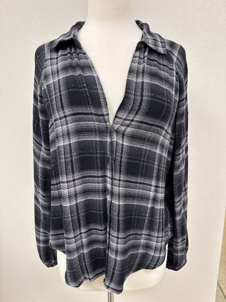 Cloth & Stone Plaid W/Silver Blouse