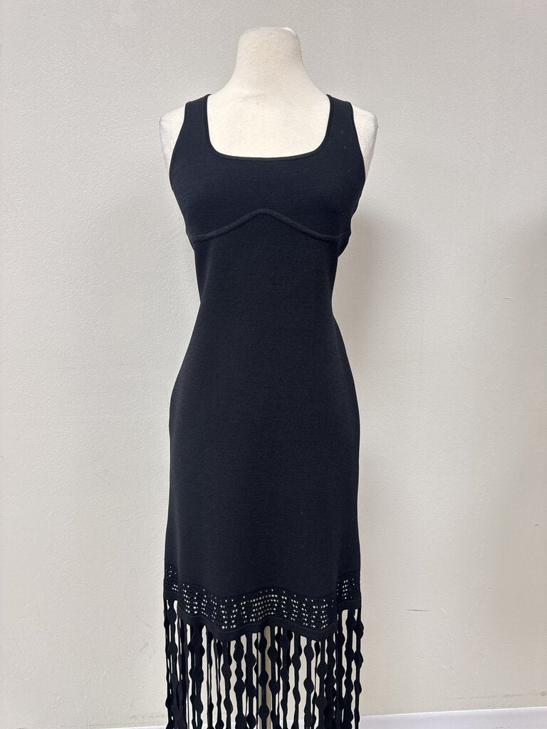 Simkhai Black Knit Fringe Dress