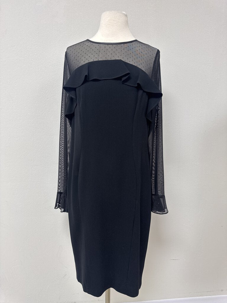 Basler Black Sheer Sleeve Cocktail Dress