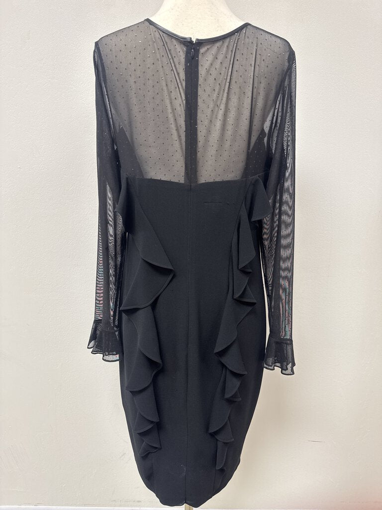 Basler Black Sheer Sleeve Cocktail Dress