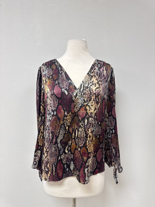 Rebecca Taylor Purple Snake Print Silk Blouse