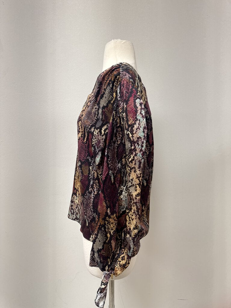 Rebecca Taylor Purple Snake Print Silk Blouse