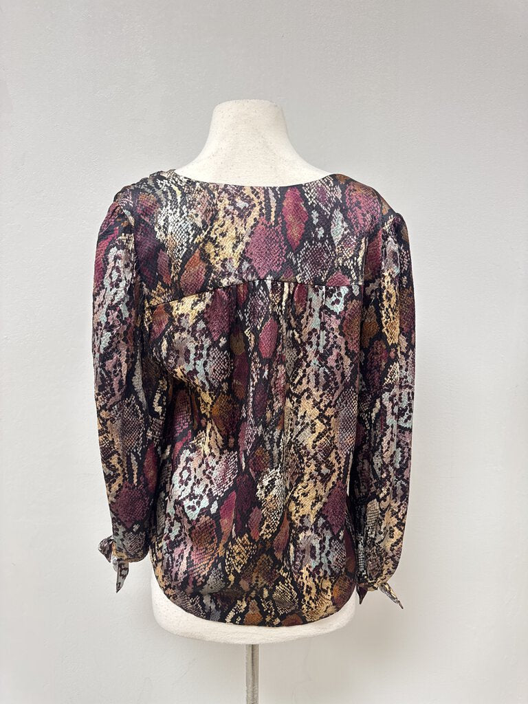 Rebecca Taylor Purple Snake Print Silk Blouse