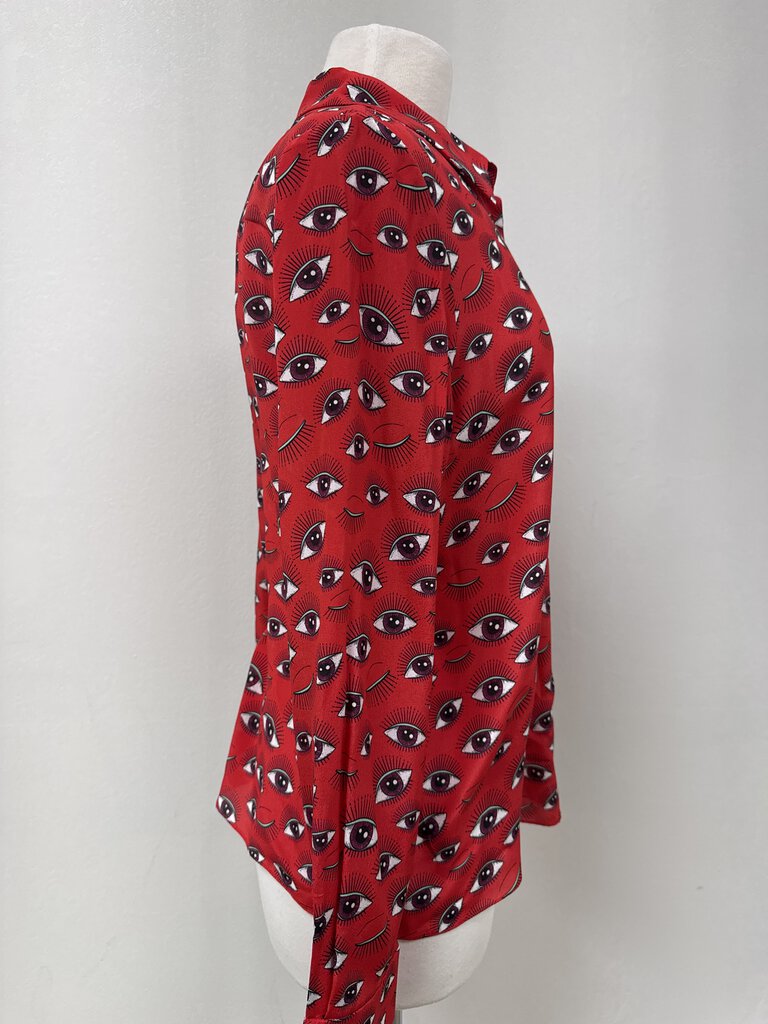 Alice + Olivia Red Evil Eye Blouse