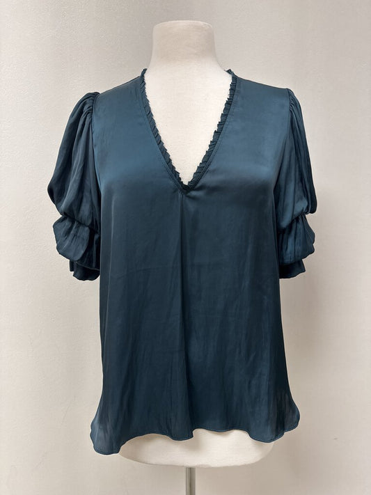 Zadig & Voltaire Teal Satin Top NWT