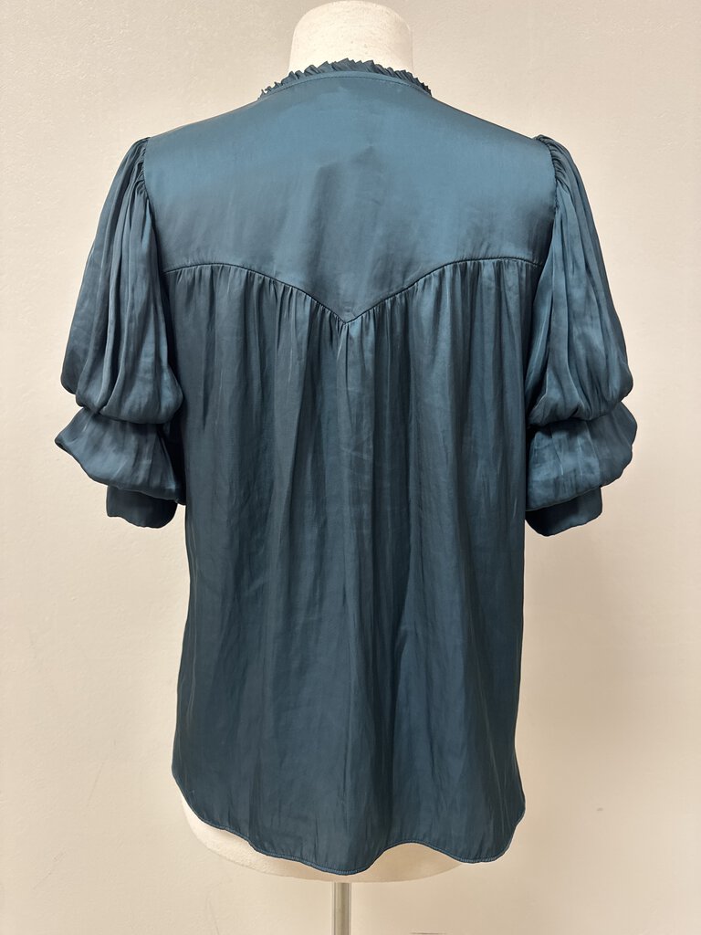 Zadig & Voltaire Teal Satin Top NWT