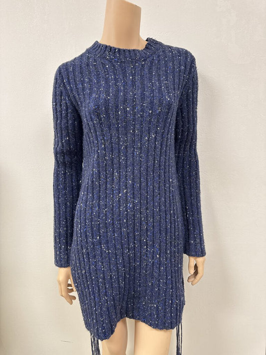 The Row Blue Ribbed Sweater Dress