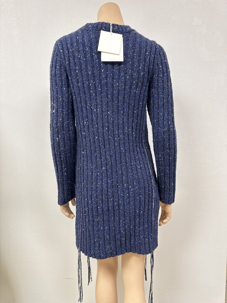 The Row Blue Ribbed Sweater Dress