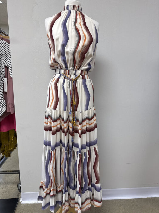 Silvia Tcherassi Cream multi Print Cut Out Maxi Dress