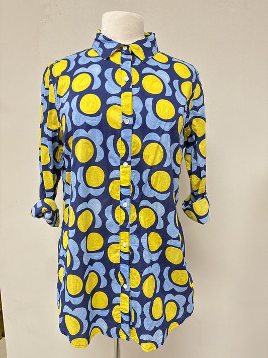 J McLaughlin Blue Printed Button Up NWT