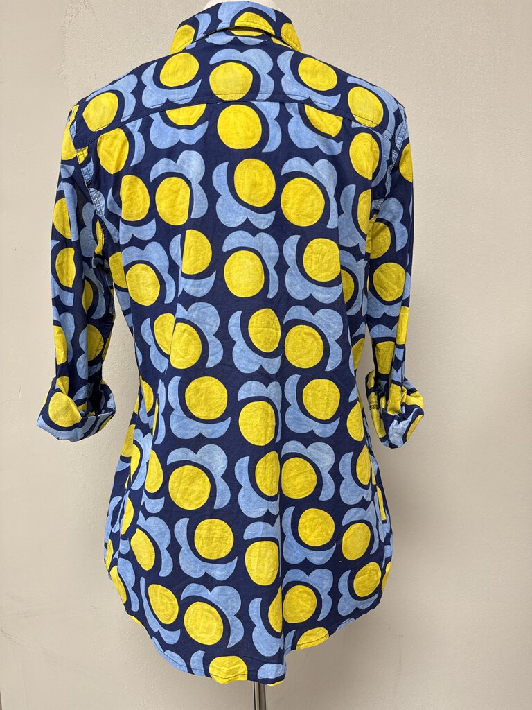 J McLaughlin Blue Printed Button Up NWT